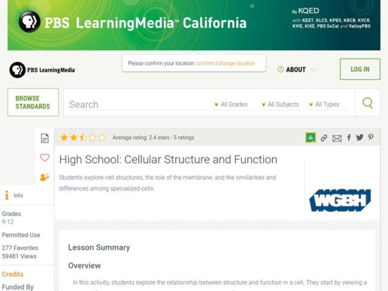 Study guide for cell structure and function