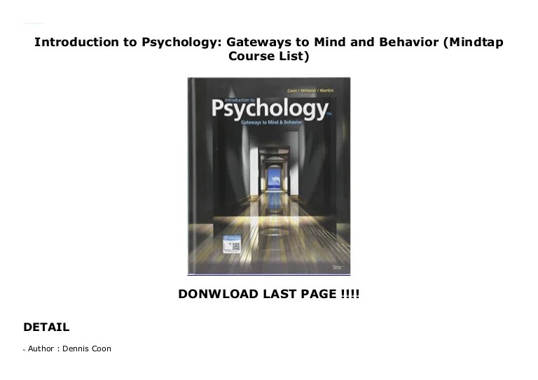 Introduction to psychology gateways to mind and behavior