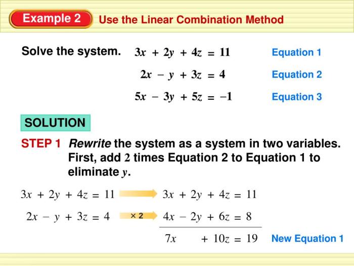 Which equation could represent a linear combination of the system